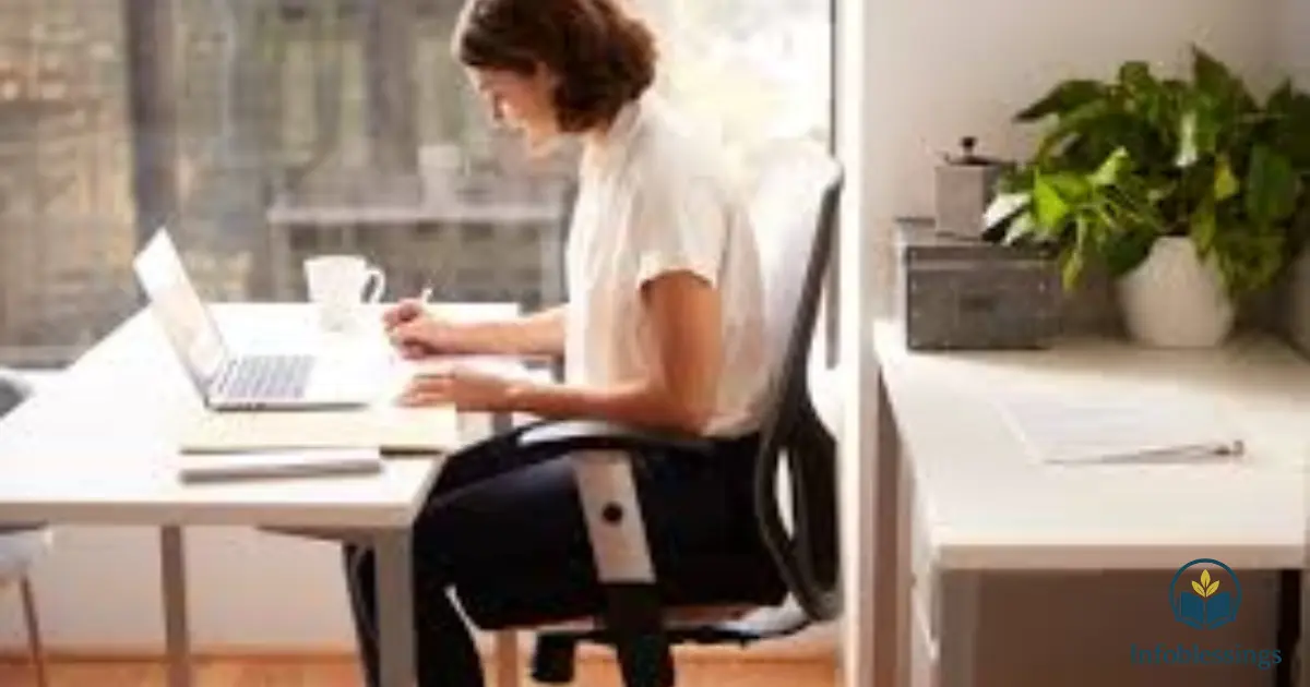 Person doing simple exercises to reduce sitting health risks, illustrating WellHealthOrganic.com tips